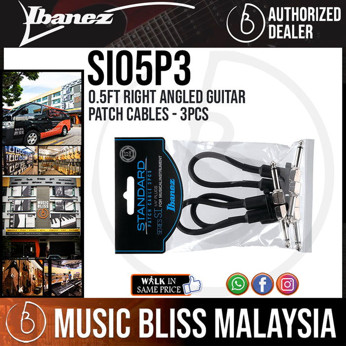 Ibanez SI05P3 0.5ft Right Angled Guitar Patch Cables - 3PCS - Music Bliss Malaysia