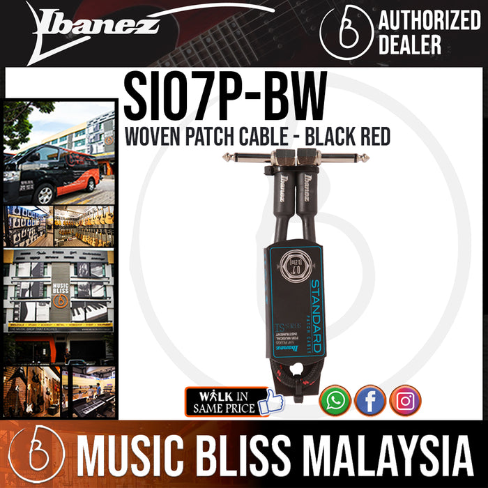 Ibanez SI07P BW Woven Patch Cable - Black Red (SI07P-BW / SI07PBW) - Music Bliss Malaysia