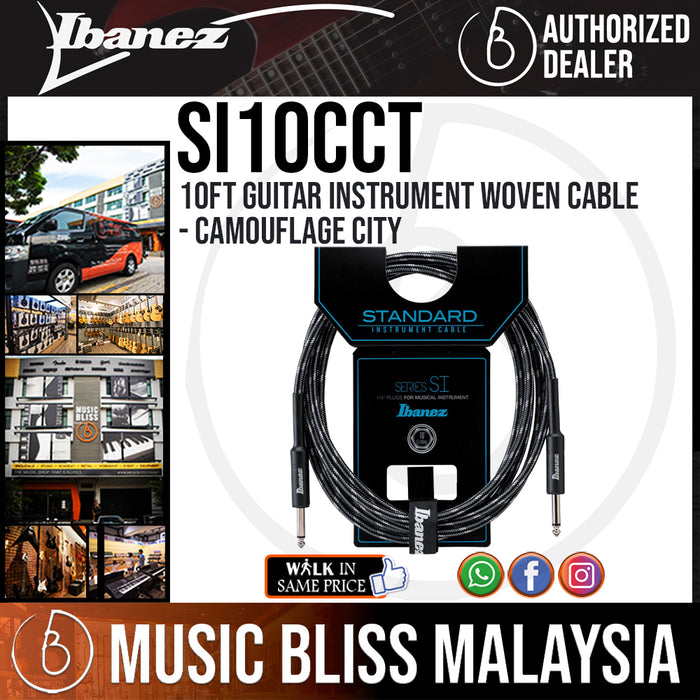 Ibanez SI10 CCT 10ft Guitar Instrument Woven Cable - Camouflage City (SI10CCT) - Music Bliss Malaysia