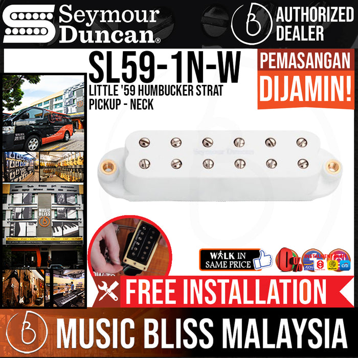 Seymour Duncan SL59-1N-W Little '59 Humbucker Strat Pickup - Neck - White (SL591NW) (Free In-Store Installation) - Music Bliss Malaysia