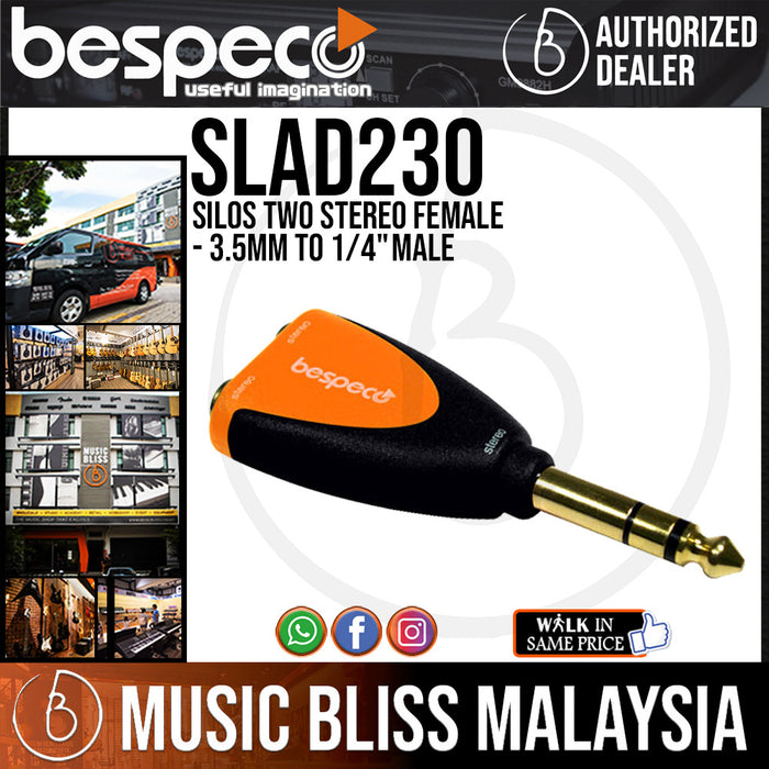 Bespeco SLAD230 Silos Two Stereo Female 3.5mm to 1/4" Male Adapter (SLAD-230) - Music Bliss Malaysia