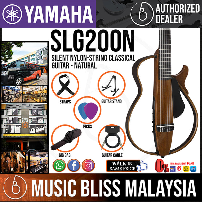 Yamaha SLG200N Silent Guitar Package, Nylon-string - Natural (SLG 200N/SLG-200N) *Price Match Promotion* - Music Bliss Malaysia