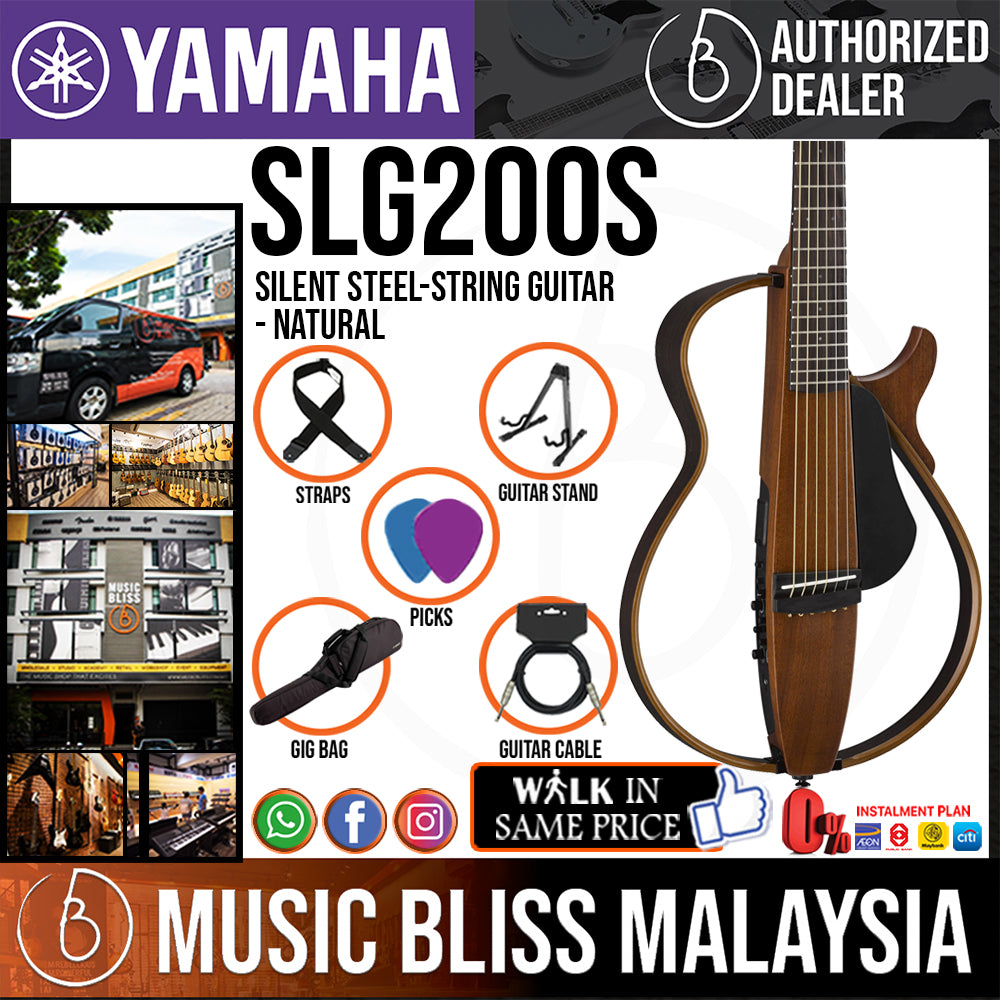Yamaha SLG200S Silent Guitar Package Steel string Natural Music Bliss Malaysia