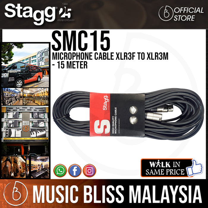 Stagg SMC15 Microphone Cable XLR3F to XLR3M - 15 Meter - Music Bliss Malaysia
