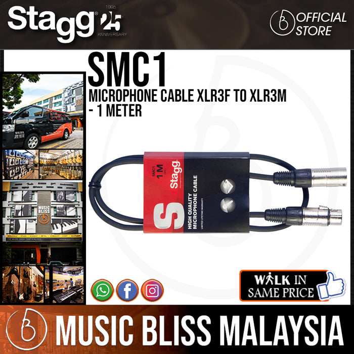 Stagg SMC1 Microphone Cable XLR3F to XLR3M - 1 Meter - Music Bliss Malaysia