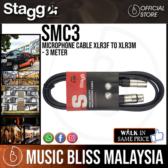 Stagg SMC3 Microphone Cable XLR3F to XLR3M - 3 Meter - Music Bliss Malaysia