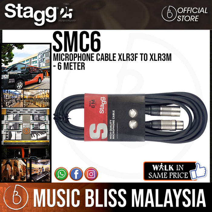 Stagg SMC6 Microphone Cable XLR3F to XLR3M - 6 Meter - Music Bliss Malaysia
