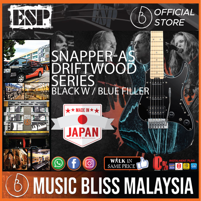 ESP Snapper-AS Driftwood Series - Black with Blue Filler (SNAPPERASM) - Music Bliss Malaysia