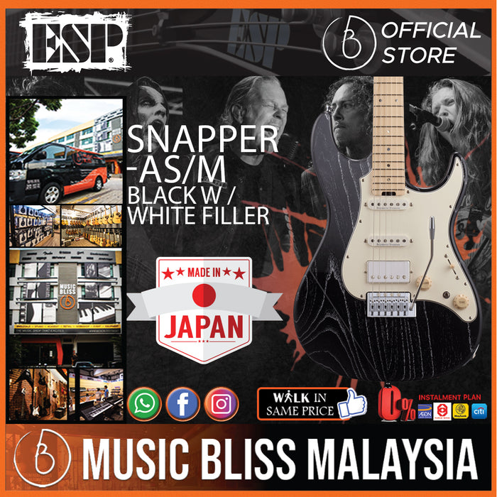 ESP Snapper-AS/M - Black with White Filler (SNAPPERASM) | Music