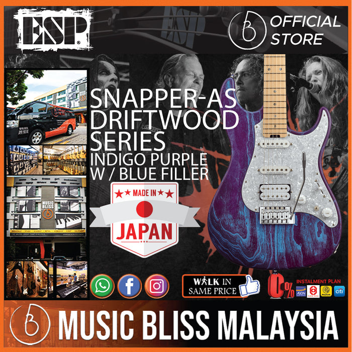 ESP Snapper-AS Driftwood Series - Indigo Purple with Blue Filler (SNAPPERASM) - Music Bliss Malaysia
