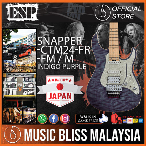 ESP Snapper-CTM24-FR/M - Indigo Purple with Purple Pearl Black (SNAPPERCTM24FRM) - Music Bliss Malaysia