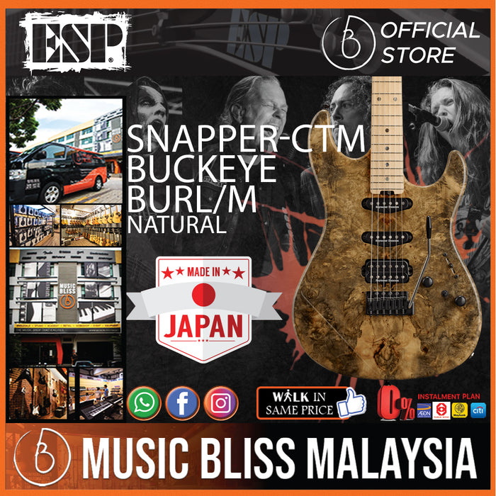 ESP Snapper-CTM Buckeye Burl/M - Natural (SNAPPERCTMBBM) - Music Bliss Malaysia