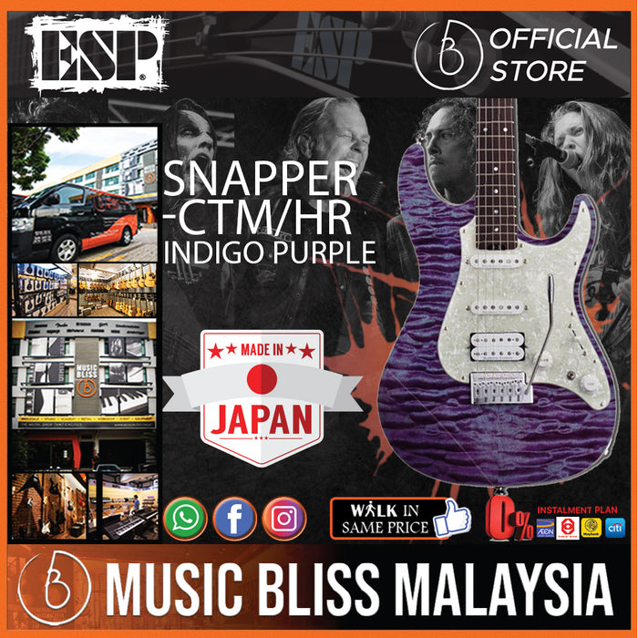 ESP Snapper-CTM/HR - Indigo Purple with Purple Pearl Black (SNAPPERCTMHR) - Music Bliss Malaysia