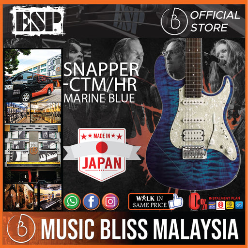 ESP Snapper-CTM/HR - Marine Blue with Blue Pearl Black (SNAPPERCTMHR) - Music Bliss Malaysia