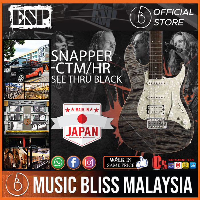 ESP Snapper-CTM/HR - See Thru Black with White Pearl Black (SNAPPERCTMHR) - Music Bliss Malaysia