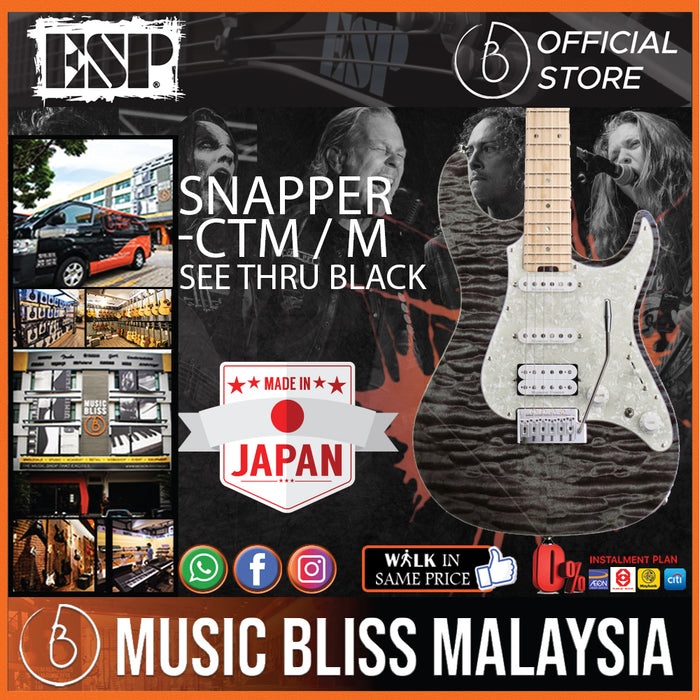 ESP Snapper-CTM/M - See Thru Black with White Pearl Black (SNAPPERCTMM) - Music Bliss Malaysia