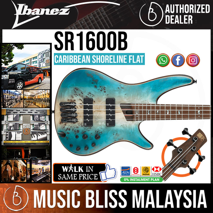 Ibanez Premium SR1600B Bass Guitar - Caribbean Shoreline Flat - Music Bliss Malaysia