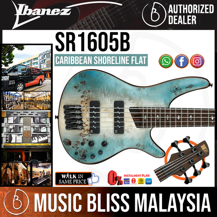 Ibanez Premium SR1605B Bass Guitar - Caribbean Shoreline Flat - Music Bliss Malaysia
