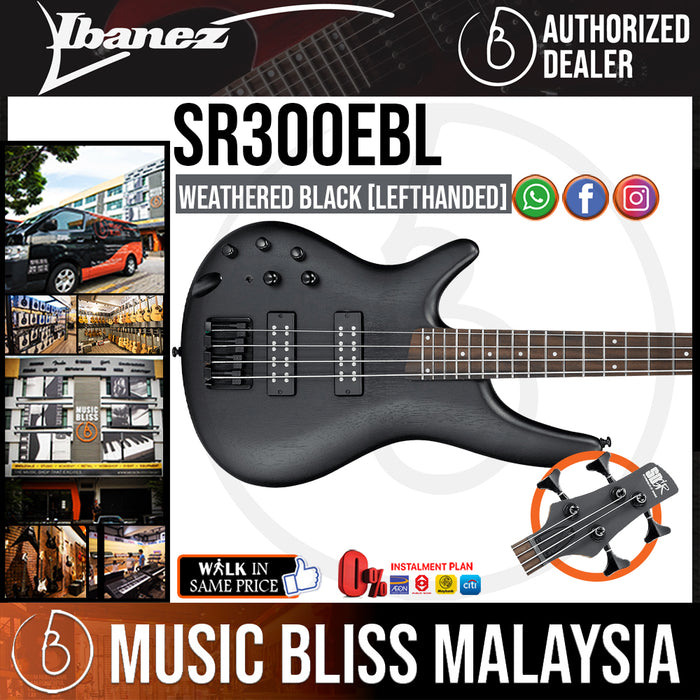 Ibanez Standard SR300EB Left-handed - Weathered Black (SR300EBL-WK) - Music Bliss Malaysia