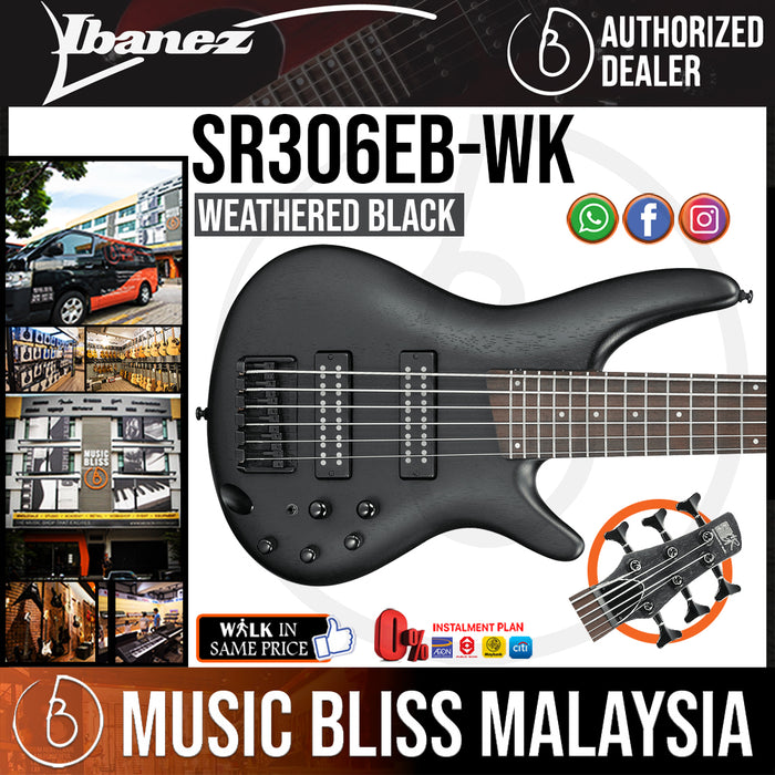 Ibanez Standard SR306EB Bass Guitar - Weathered Black (SR306EB-WK) - Music Bliss Malaysia