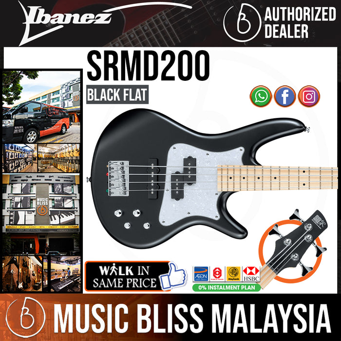 Ibanez Mezzo SRMD200 Bass Guitar - Black Flat - Music Bliss Malaysia