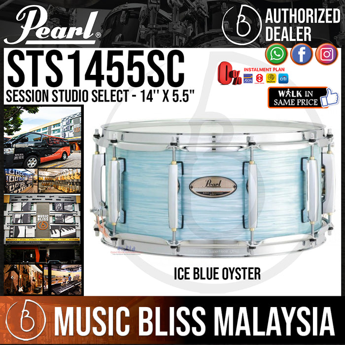 Pearl Session Studio Select Snare Drum - 14" x 5.5" - Ice Blue Oyster (STS1455S / STS1455SC-414) - Music Bliss Malaysia