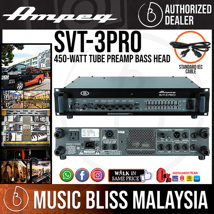 Ampeg SVT-3PRO 450-Watt Tube Preamp Bass Head (SVT3PRO) - Music Bliss Malaysia