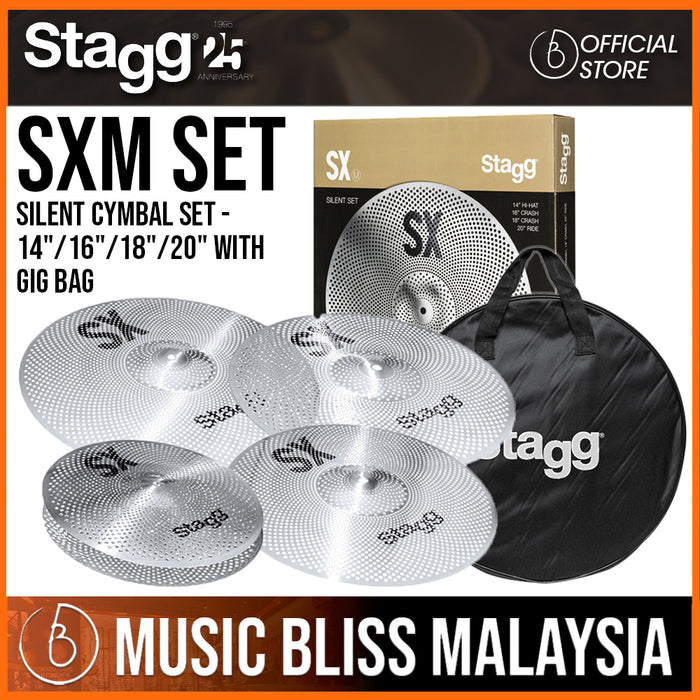 Stagg SXM SET Silent Cymbal Set - 14"/16"/18"/20" with Gig Bag - Music Bliss Malaysia