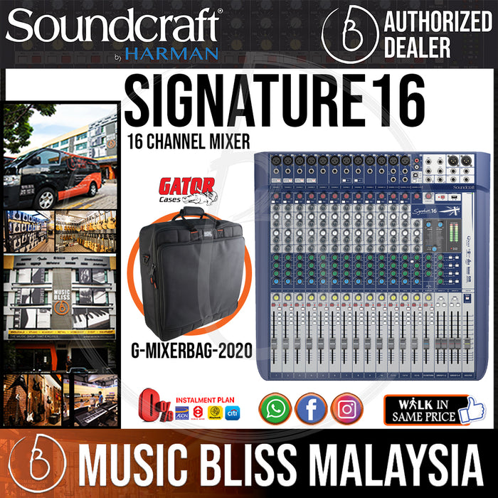 Soundcraft Signature 16 Mixer with Gator G-MIXERBAG-2020 (Signature16) *Crazy Sales Promotion* - Music Bliss Malaysia