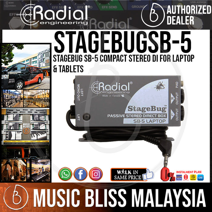 Radial Engineering StageBug SB-5 Compact Stereo DI For Laptop & Tablets (SB 5 / SB5) - Music Bliss Malaysia
