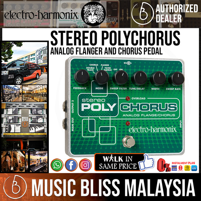 Electro Harmonix Stereo Polychorus Analog Flanger and Chorus Pedal (Electro-Harmonix / EHX) - Music Bliss Malaysia