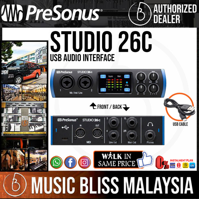 PreSonus Studio 26c USB-C Audio Interface - Music Bliss Malaysia
