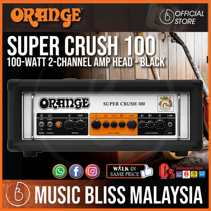 Orange Super Crush 100 - 100-watt Solid-state Head - Black - Music Bliss Malaysia