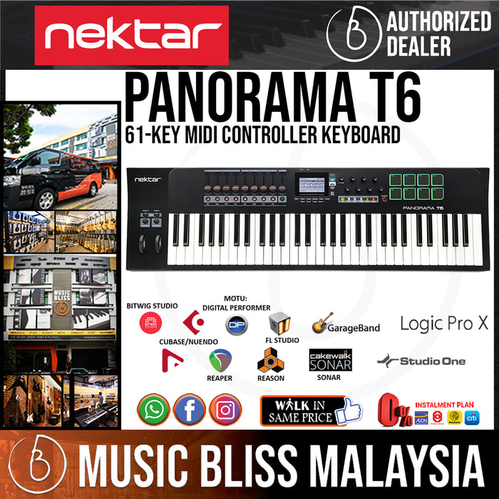 Nektar Panorama T6 61-key MIDI Controller Keyboard (Synth Action Keyboard with Aftertouch) - Music Bliss Malaysia