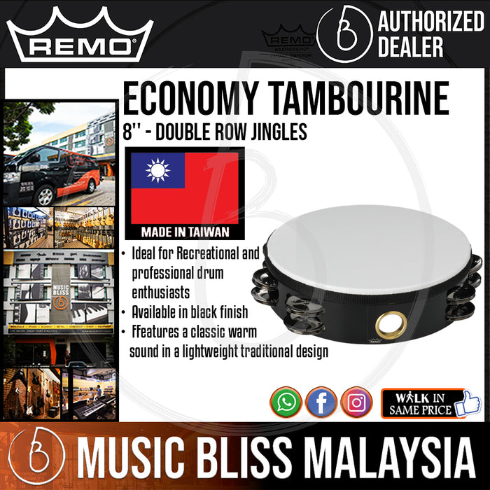 Remo Economy Tambourine - 8'' - Double Row Jingles (TA-5208-ML TA5208ML TA 5208 ML) - Music Bliss Malaysia