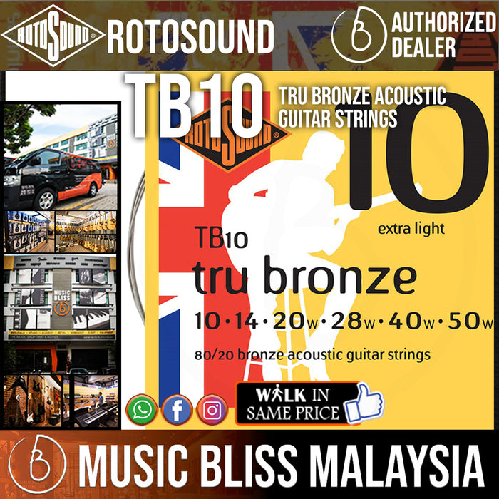 Rotosound TB10 Tru Bronze Acoustic Guitar Strings (10-50) - Music Bliss Malaysia