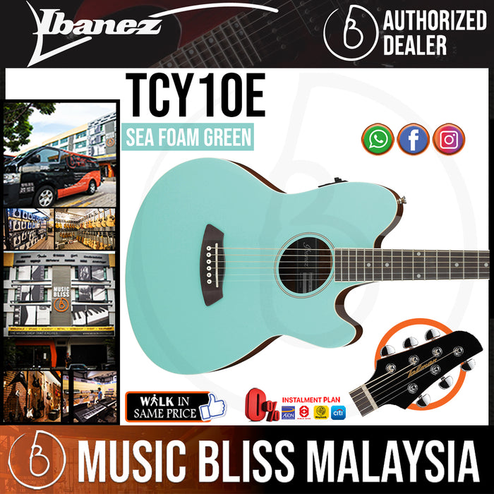 Ibanez Talman TCY10E Acoustic-Electric Guitar - Sea Foam Green (TCY10E-SFH) - Music Bliss Malaysia
