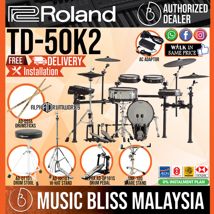 Roland V-Drums TD-50K2 Electronic Drum Set - Music Bliss Malaysia