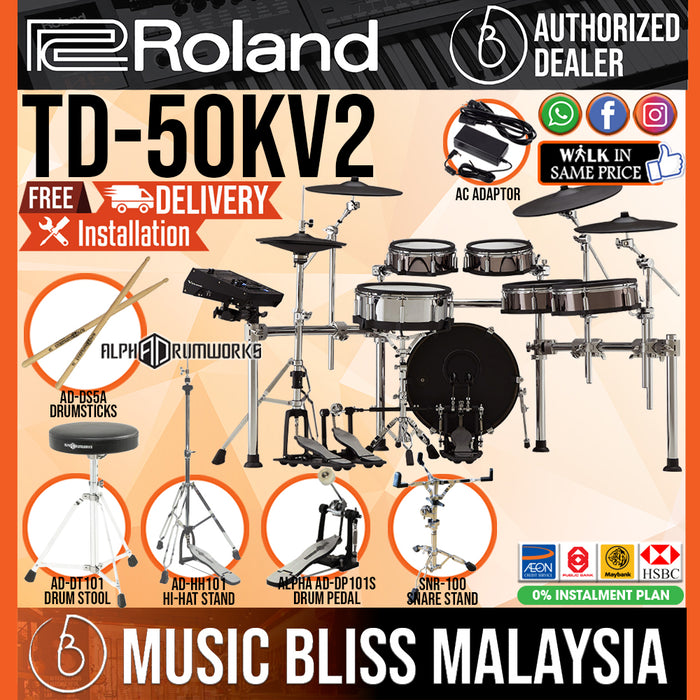 Roland V-Drums TD-50KV2 Electronic Drum Set - Music Bliss Malaysia