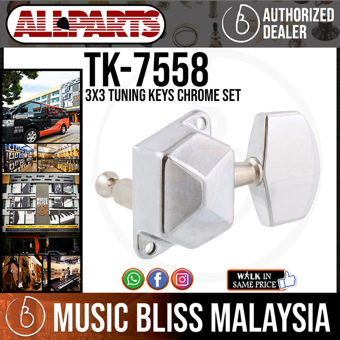 ALLPARTS TK-7558-010 3x3 Tuning Keys Chrome Set ( TK7558010) - Music Bliss Malaysia