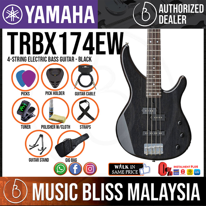 Yamaha TRBX174EW 4-string Electric Bass Guitar - Black (TRBX 174EW/TRBX-174EW) - Music Bliss Malaysia