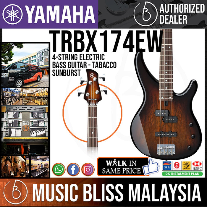 Yamaha TRBX174EW 4-string Electric Bass Guitar - Tobacco Sunburst - Music Bliss Malaysia