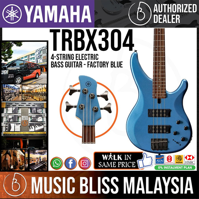 Yamaha TRBX304 4-string Electric Bass Guitar - Factory Blue - Music Bliss Malaysia