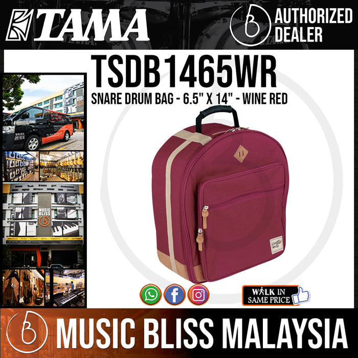 Tama Powerpad Designer Collection Snare Drum Bag - 6.5" x 14" - Wine Red (TSDB1465WR) - Music Bliss Malaysia
