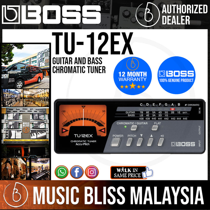 Boss TU-12EX Guitar and Bass Chromatic Tuner (TU12EX) - Music Bliss Malaysia