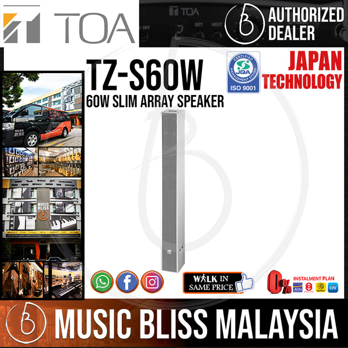 TOA Slim Line Array Speakers TZ-S60W 60W Slim Array Speaker (TZS60W) *Everyday Low Prices Promotion* - Music Bliss Malaysia