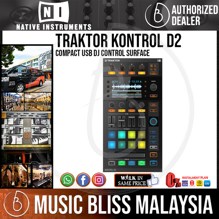 Native Instruments Traktor Kontrol D2 Compact USB DJ Control Surface - Music Bliss Malaysia