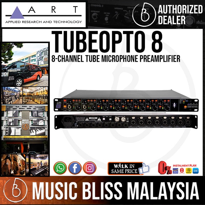 ART TubeOpto 8 8-channel Tube Microphone Preamplifier with Lightpipe (TubeOpto8) - Music Bliss Malaysia