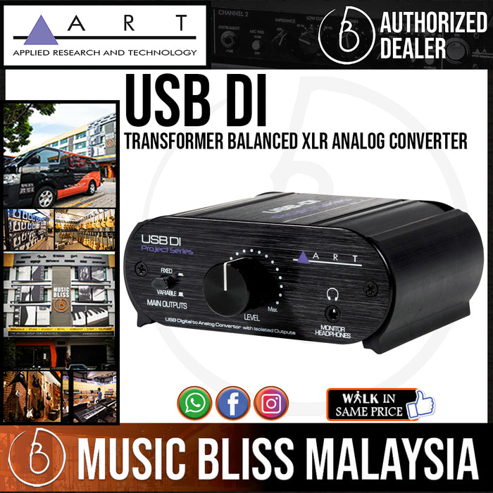 ART USBDI USB to Transformer Balanced XLR Analog Converter (USB DI) - Music Bliss Malaysia
