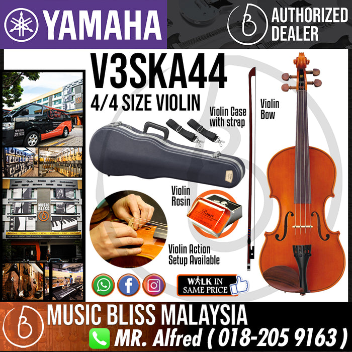 Yamaha V3SKA44 4/4 Size Beginner Acoustic Violin with Case for 12+ years old - Music Bliss Malaysia